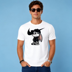 Tricou Bugs Bunny Hanorac Negru Stil Urban Rebel Street Art, din bumbac 100% Copii | Dama | Barbat - Img 2