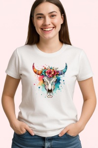 Tricou bull skull floral crown, craniu taur cu coroana florala, Copii | Dama | Barbat - Img 4