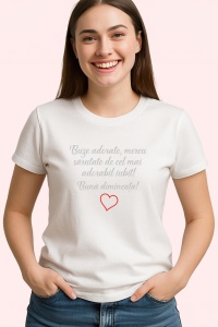 Tricou Buze Adorate Buna Dimineata, din bumbac 100%, tricou alb, Dama | Barbat - Img 2