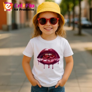 Tricou Buze alb-violet cu trandafiri asortati, Lip gloss, Copii | Dama - Img 16