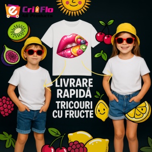 Tricou Buze bordo cu trandafir rosu, Lip gloss, Copii | Dama - Img 18