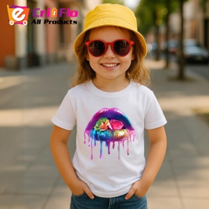 Tricou Buze curcubeu cu trandafir galben, Lip gloss, Copii | Dama - Img 5