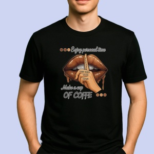 Tricou Buze enjoy personal time Negru, Copii | Dama | Barbat