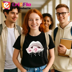 Tricou Buze femeie afine si cirese, Lip gloss, Copii | Dama, culoare negru - Img 10