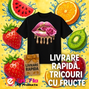 Tricou Buze femeie alb-violet cu trandafiri asortati, Lip gloss, Copii | Dama, culoare negru - Img 11