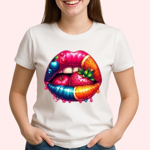 Tricou Buze femeie bordo cu trandafir rosu, Lip gloss, Copii | Dama - Img 2