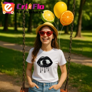 Tricou Buze femeie negre cu trandafir roz si negru, Lip gloss, Copii | Dama - Img 8