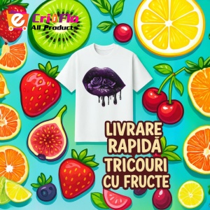 Tricou Buze femeie violet cu trandafiri roz si mov, Lip gloss, Copii | Dama - Img 12