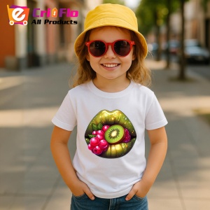 Tricou Buze jumatate rosu jumatate negru cu trandafiri, Lip gloss, Copii | Dama - Img 10
