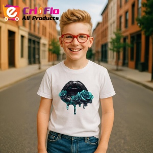 Tricou Buze negre lucioase cu trandafir rosu, Lip gloss, Copii | Dama - Img 11
