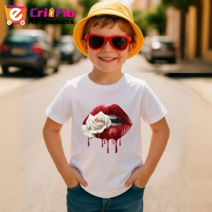 Tricou Buze pastel cu trandafir violet, Lip gloss, Copii | Dama - Img 15