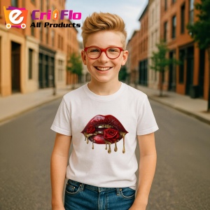Tricou Buze rosu intens cu trandafir si auriu lichid, Lip gloss, Copii | Dama - Img 6