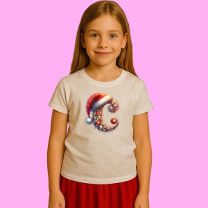 Tricou C Litere Alfabet Craciun Impodobite Cu Decoratiuni, din bumbac 100% Copii | Dama | Barbat