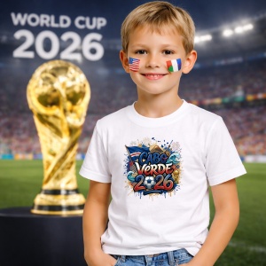 Tricou Cabo Verde World Cup 2026 Fifa, din bumbac 100%, tricou alb, Copii | Dama | Barbat - Img 5