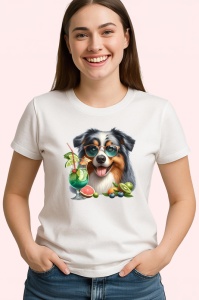 Tricou caine australian shepherd ochelari cocktail verde fructe, Copii | Dama | Barbat - Img 4