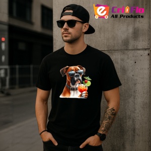 Tricou Caine boxer ochelari negri cocktail cu lime, Copii | Dama | Barbat , tricou negru - Img 11