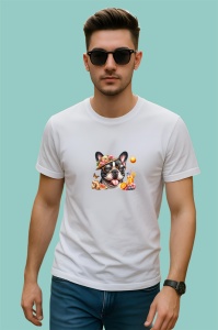 Tricou caine bulldog francez ochelari palarie fructe vara, Copii | Dama | Barbat - Img 2