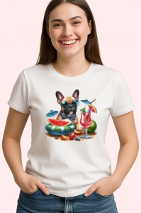 Tricou caine bulldog francez piscina pepene cocktail, Copii | Dama | Barbat - Img 4