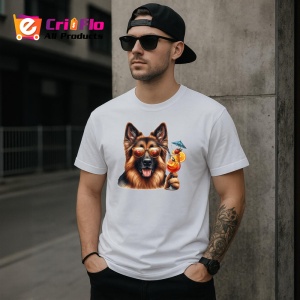 Tricou caine ciobanesc german ochelari cocktail rosu vara, Copii | Dama | Barbat - Img 5