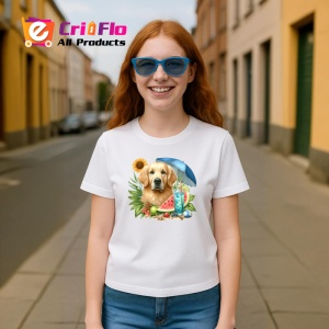 Tricou caine golden retriever umbrela fructe vara cocktail, Copii | Dama | Barbat - Img 8