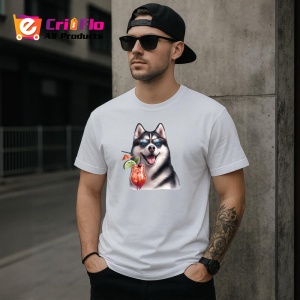 Tricou caine husky ochelari cocktail cu menta si fructe, Copii | Dama | Barbat - Img 4