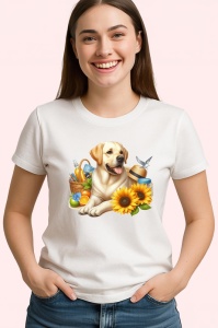 Tricou caine labrador cos picnic floarea soarelui vara, Copii | Dama | Barbat - Img 4