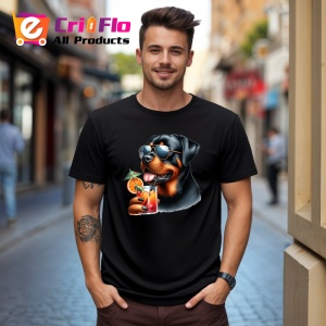 Tricou Caine rottweiler ochelari cocktail portocala vara, Copii | Dama | Barbat , tricou negru - Img 10