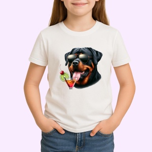 Tricou caine rottweiler ochelari cocktail rosu verde, Copii | Dama | Barbat - Img 3