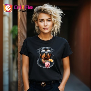 Tricou Caine rottweiler ochelari cocktail roz cu pai, Copii | Dama | Barbat , tricou negru - Img 9