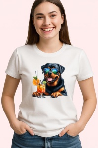 Tricou caine rottweiler ochelari soare cocktail portocaliu, Copii | Dama | Barbat - Img 4