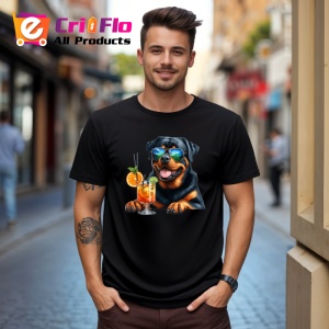 Tricou Caine rottweiler ochelari soare cocktail portocaliu, Copii | Dama | Barbat , tricou negru - Img 10