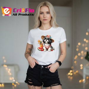 Tricou caine shih tzu palarie floare cocktail pepene vara, Copii | Dama | Barbat - Img 10
