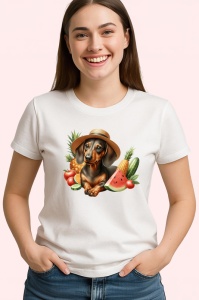 Tricou caine teckel palarie pepene rosie porumb vara, Copii | Dama | Barbat - Img 4