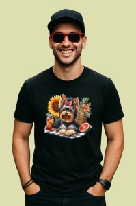 Tricou Caine yorkshire fundita pepene floarea soarelui, Copii | Dama | Barbat , tricou negru - Img 3