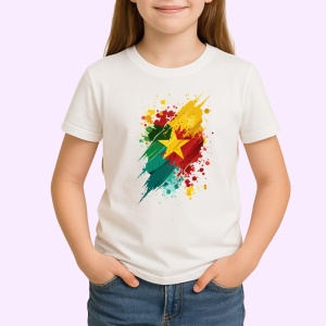 Tricou Cameroon Steag Splash Art, Copii | Dama | Barbat - Img 3