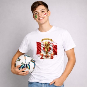 Tricou Canada World Cup 2026 Fifa V2, din bumbac 100%, tricou alb, Copii | Dama | Barbat