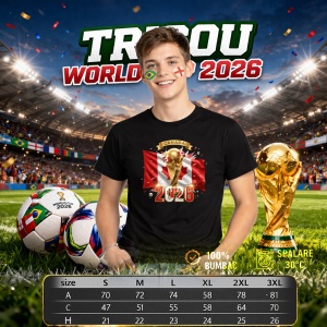 Tricou Canada World Cup 2026 Fifa V2, din bumbac 100%, tricou negru, Copii | Dama | Barbat - Img 6