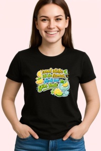 Tricou Cand Viata Iti Da Lamai Fa Ti Un Gin Tonic, din bumbac 100%, tricou negru Dama | Barbat