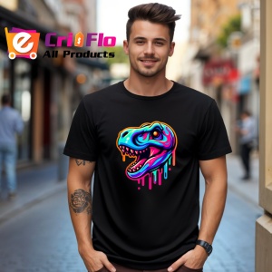 Tricou Cap de dinozaur colorat in stil comic Copii | Dama | Barbat, culoare negru - Img 5