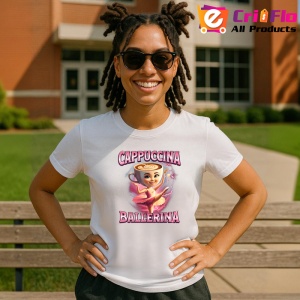 Tricou Cappuccina Ballerina Pink ** Tralalero Tralala Copii | Dama | Barbat - Img 12