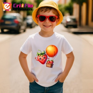 Tricou Capsuna amuzanta de vara cu balonul cu aer, Fructe, Copii | Dama - Img 3