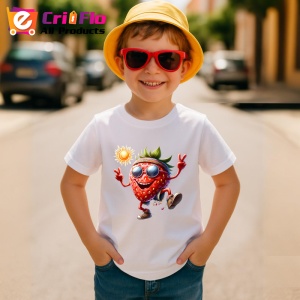Tricou Capsuna amuzanta de vara dansator in soare, Fructe, Copii | Dama - Img 3