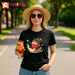 Tricou Capsuna amuzanta de vara navigator pirat, Fructe, Copii | Dama, culoare negru - Img 9