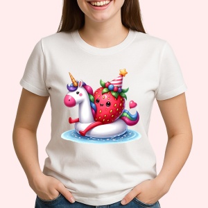 Tricou Capsuna amuzanta de vara pe poney, Fructe, Copii | Dama - Img 2