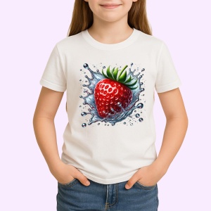 Tricou Capsuna in valuri reci, Fructe, Copii | Dama