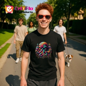 Tricou Caracatita stil graffiti cu tentacule dinamice Copii | Dama | Barbat, culoare negru - Img 4