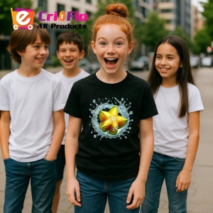 Tricou Carambola in explozie acvatica, Fructe, Copii | Dama, culoare negru - Img 5