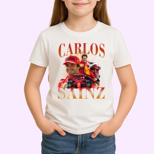 Tricou Carlos Sainz Colaj Rosu Portocaliu Formula 1, Copii | Dama | Barbat - Img 3
