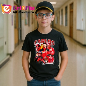 Tricou Carlos Sainz Poster Portret Rosu Ferrari Formula 1, Copii | Dama | Barbat - Img 6