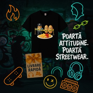 Tricou Cartofi prajiti crima Negru, Copii | Dama | Barbat - Img 6
